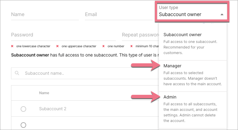 add administrator manager