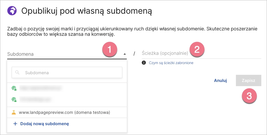 Publikowanie landing page'a pod własną domeną