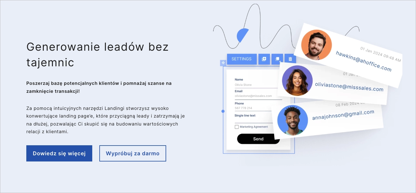 Generowanie leadów w Landingi