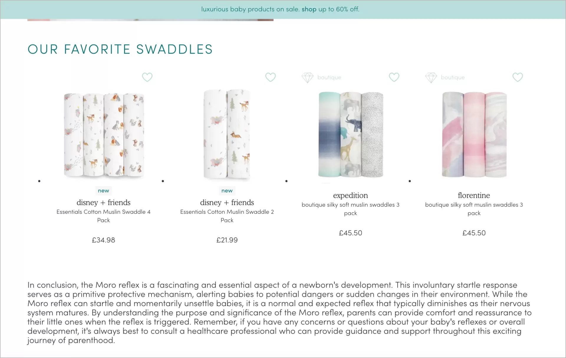 product listings encouraing desired action on blog