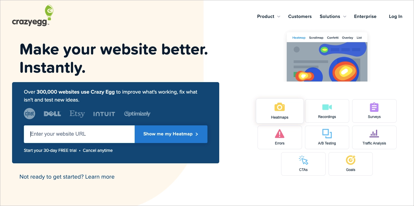 Best A/B Tool for Reporting and Analytics: Crazy Egg
