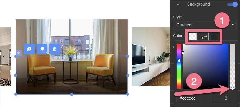 Adjust gradient transparency