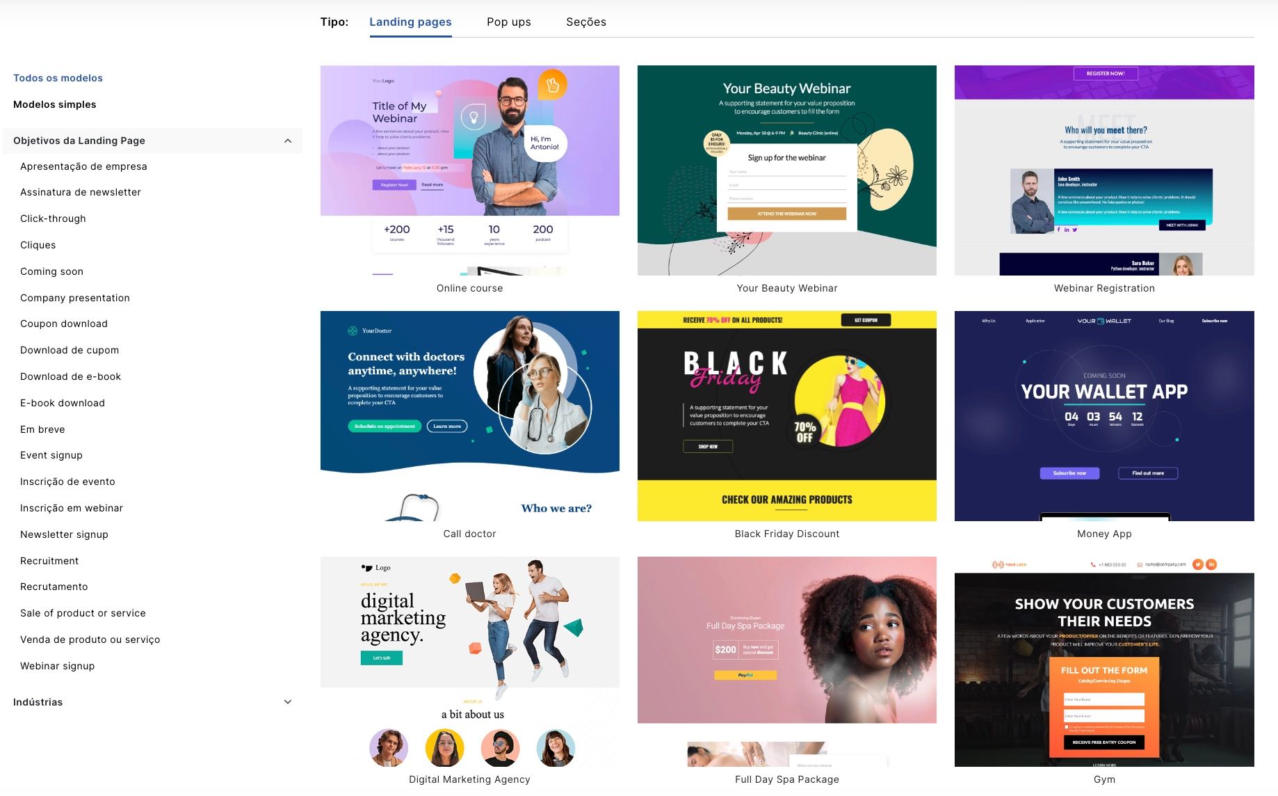 landing page modelos