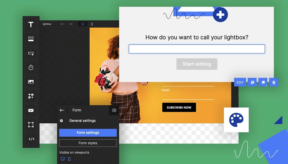 adding widgets to lightbox on landing page