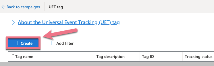 Creating an UET tag