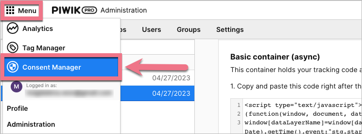 Piwik PRO integration with Landingi - consent manager