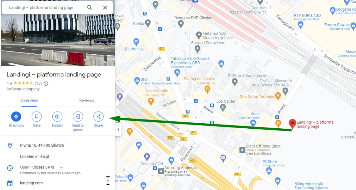 Adição de um widget de mapa a uma landing page