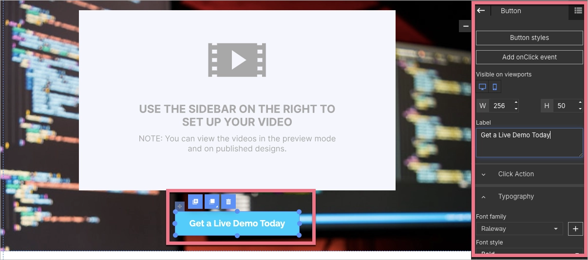 Editing a CTA button