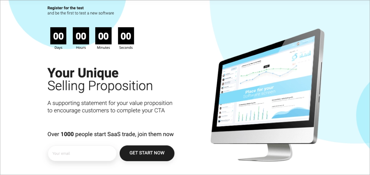 landing page software template