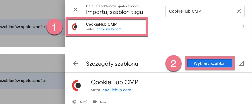 Szablon CookieHub w GTM