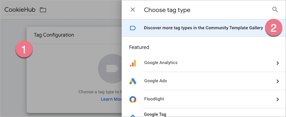 Choosing tag type in GTM
