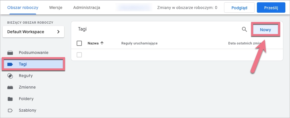 Dodawanie nowego tagu w GTM