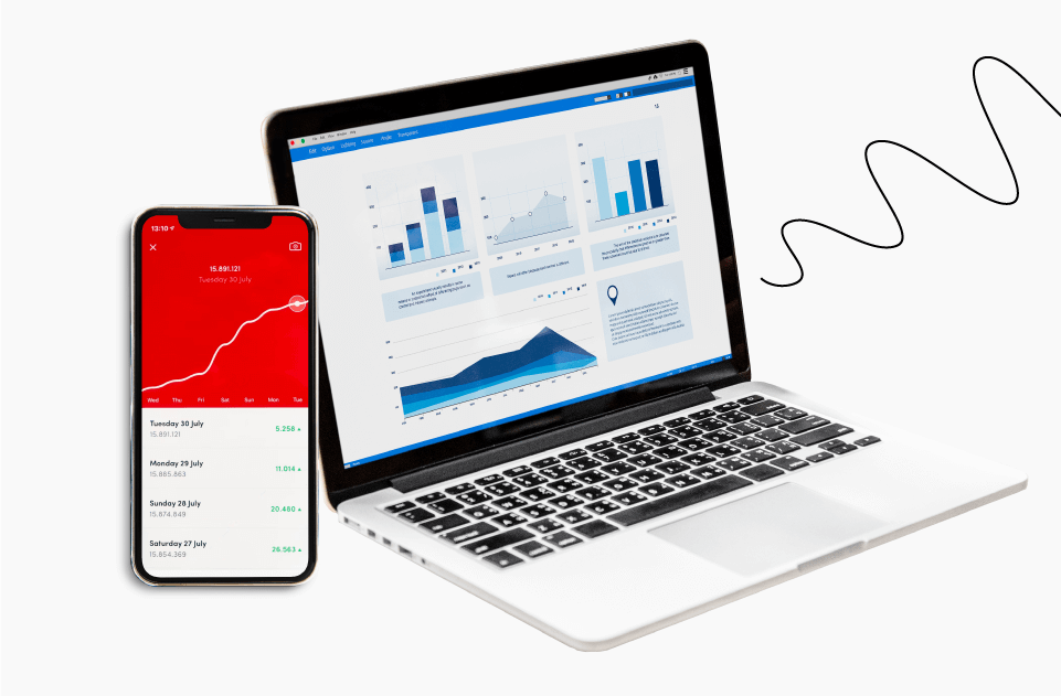 An example showing statistics on two devices: a smartphone and a laptop
