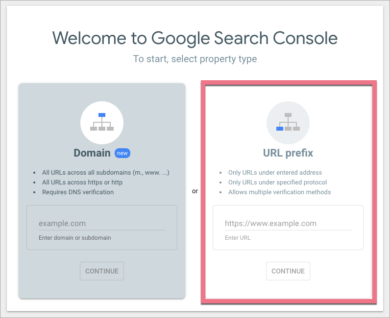 search console url prefix