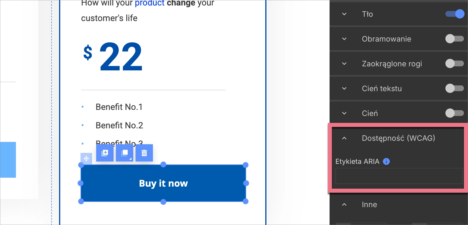 Dodawanie etykiety ARIA