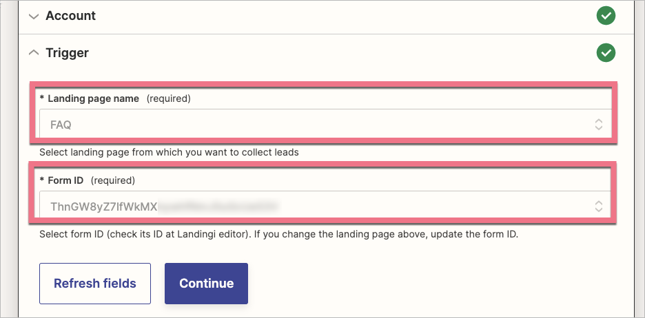 Wybierz landing page i formularz do połączenia z Firmao