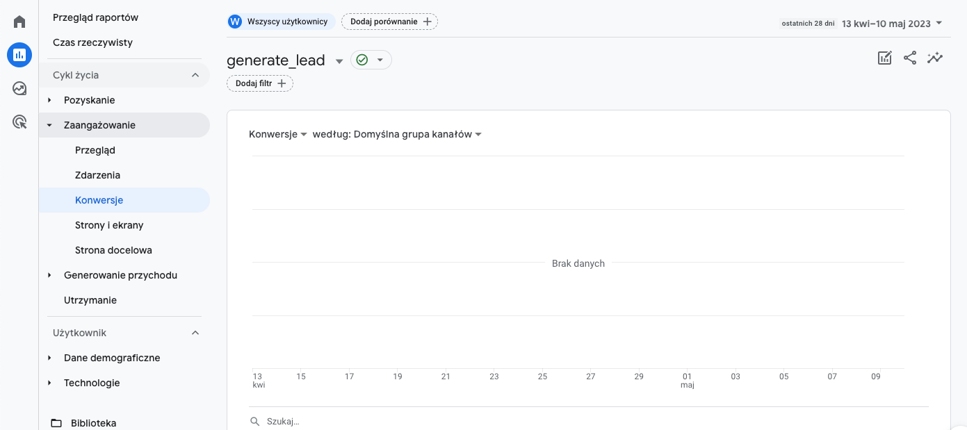 Raport śledzenia konwersji w GA4