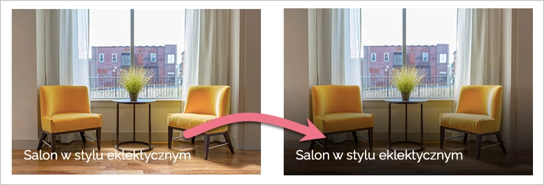 Gradient pod tekstem na obrazie