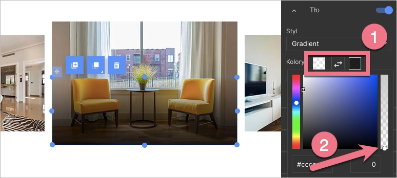 Dostosuj transparentność gradientu