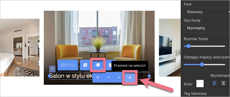Przenieś tekst na wierzch