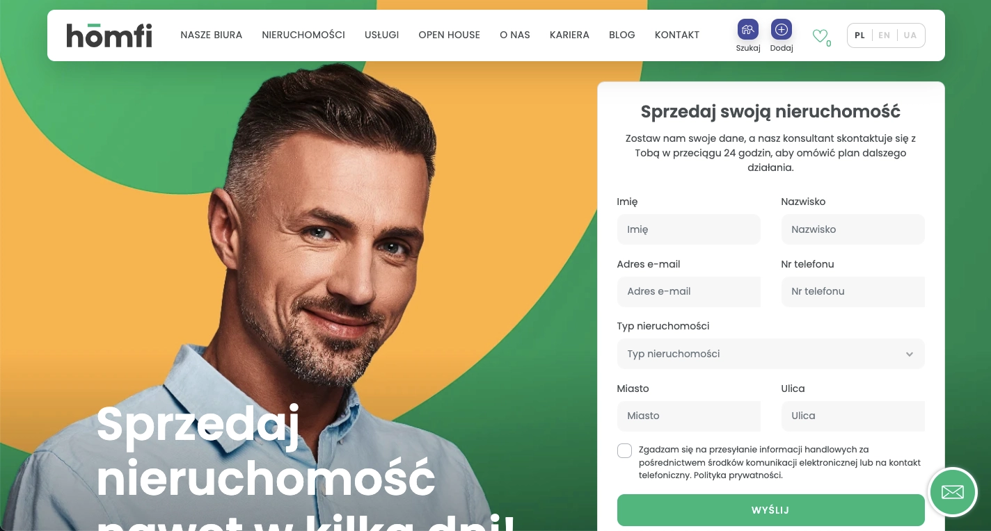 Strona dla nieruchomości Homfi