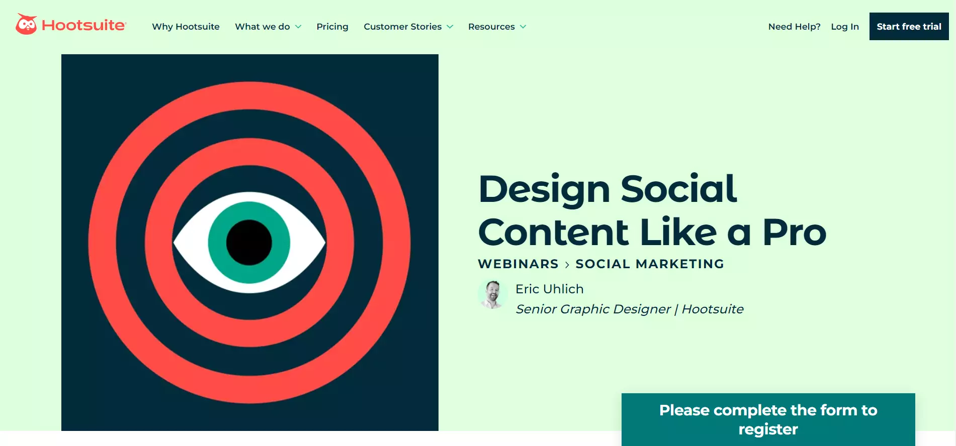 webinar registration landing page by hootsuite