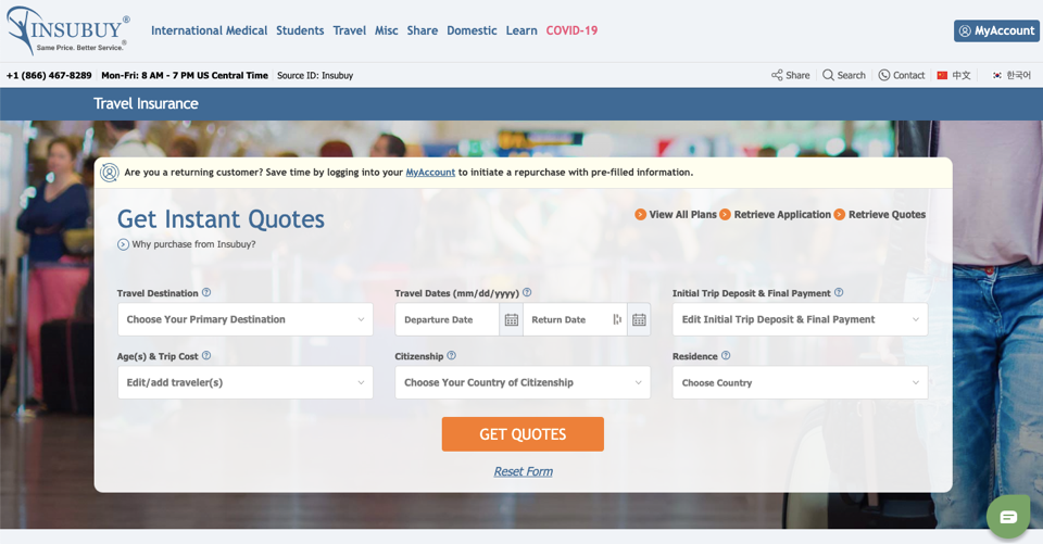 insubuy insurance landing page