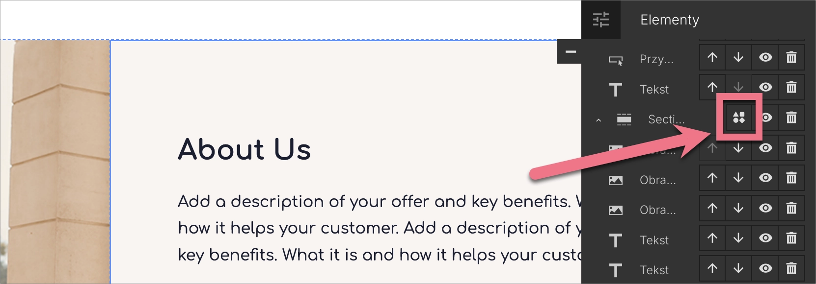 Ikona automatycznego sortowania elementów