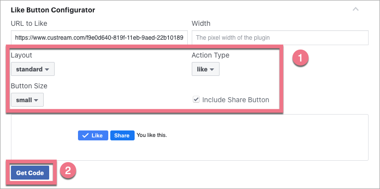 like button on a landing page