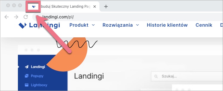 Favikona landing page'a