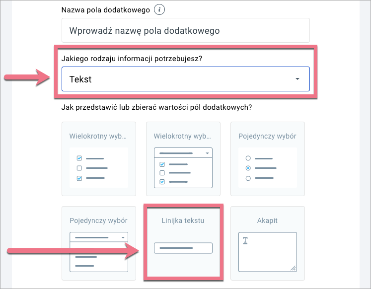 pole tekstowe getresponse
