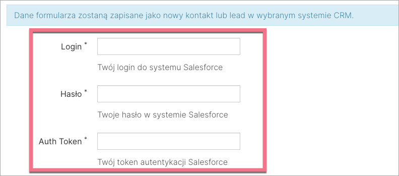 wklej token salesforce