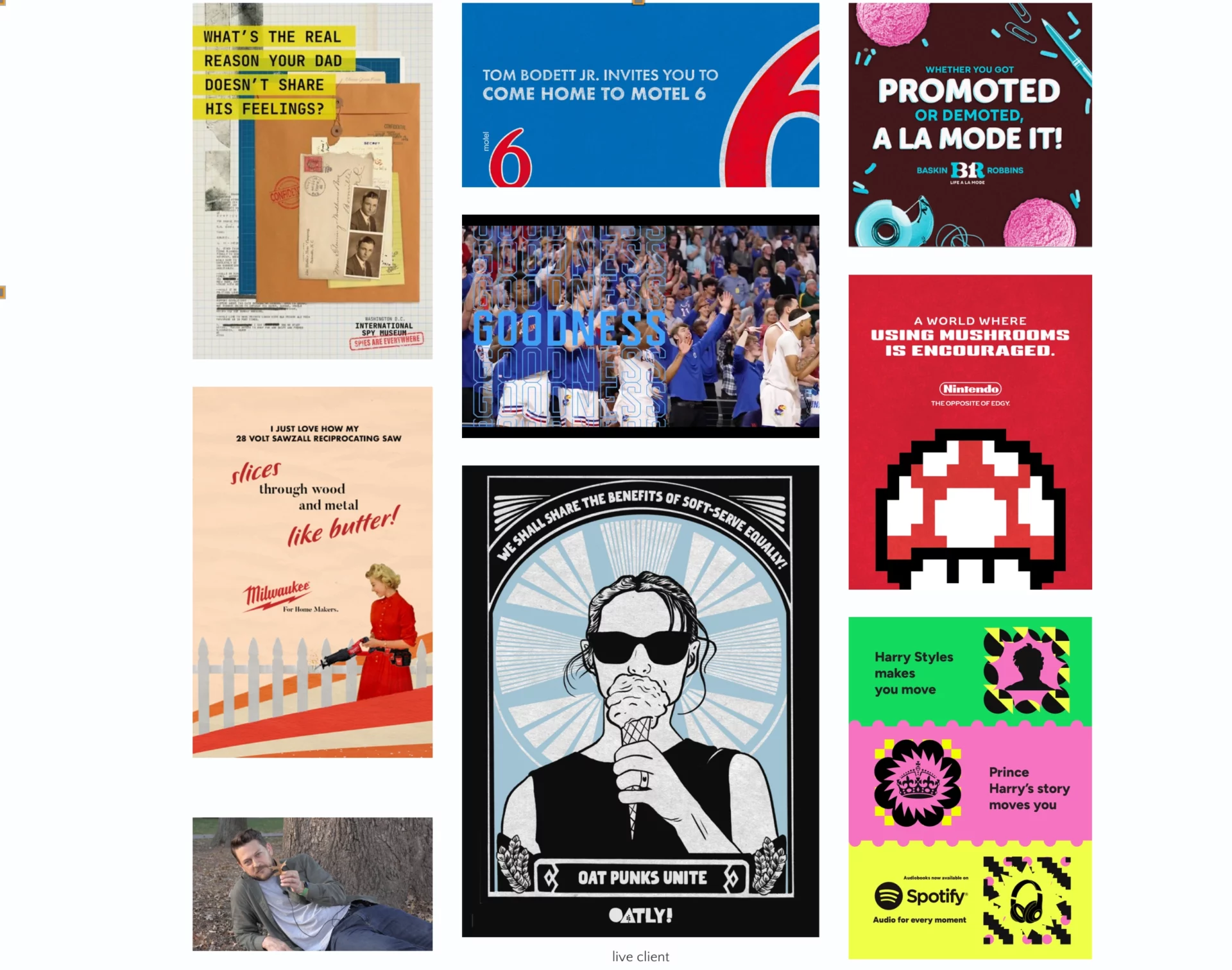 portfolio on biography landing page