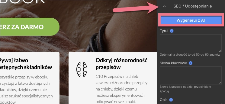 Asystent AI w Landingi dla generowania SEO