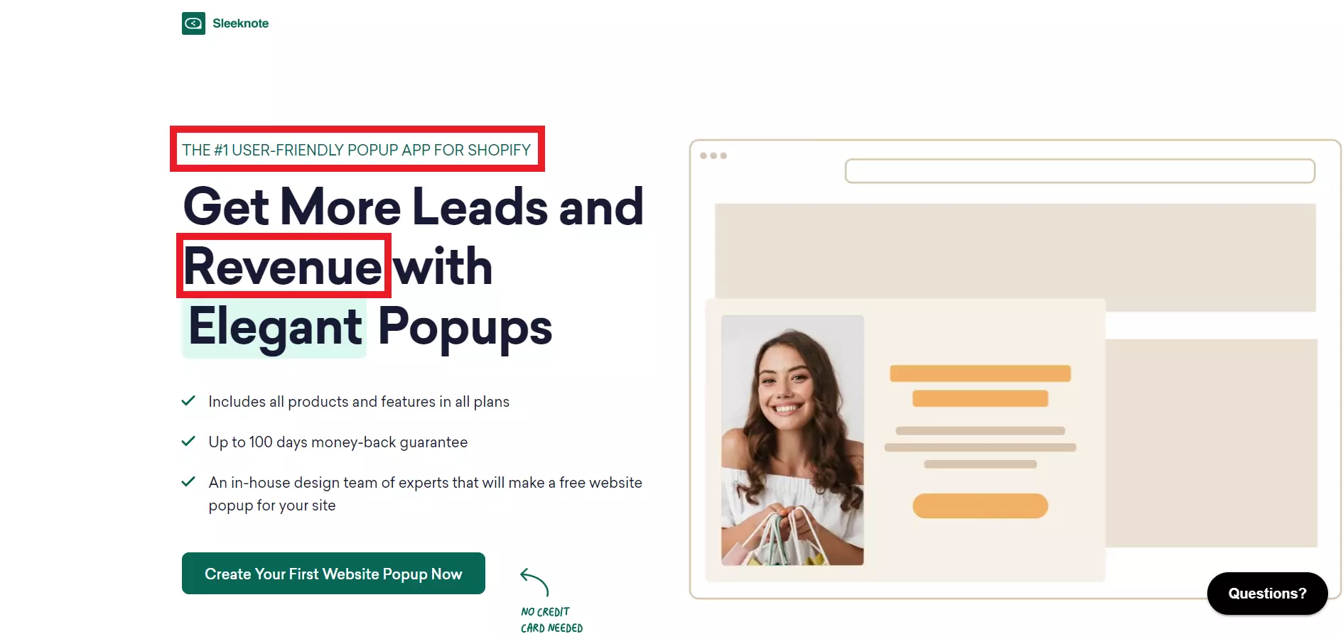 Sleeknote strona dynamiczna dla hasła shopify popups