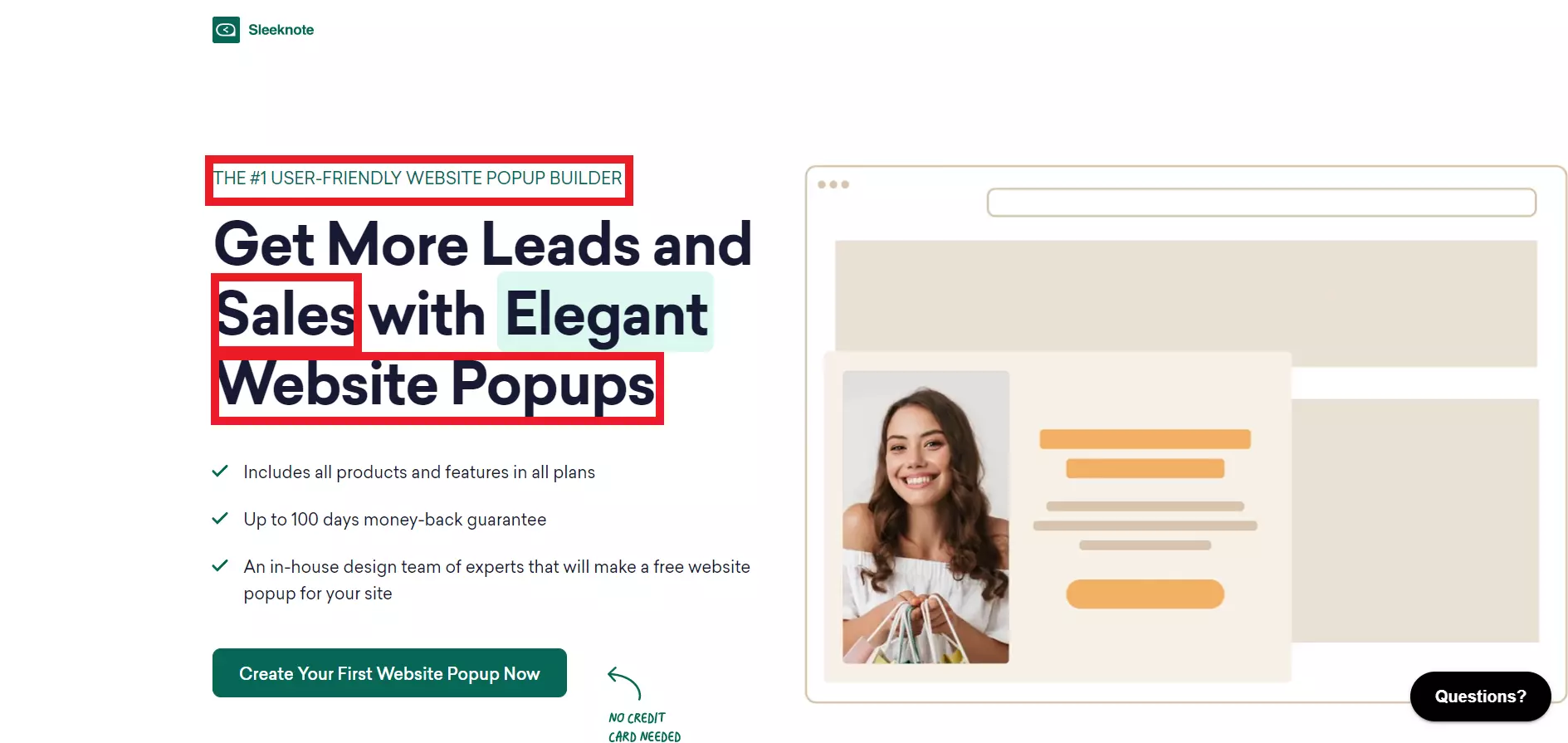 Sleeknote strona dynamiczna dla hasła website popups