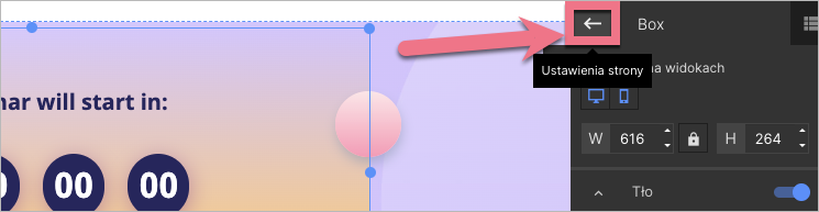 Ustawienia strony landing page'a