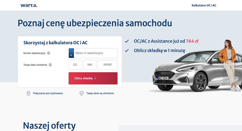 warta landing page ubezpieczeniowy