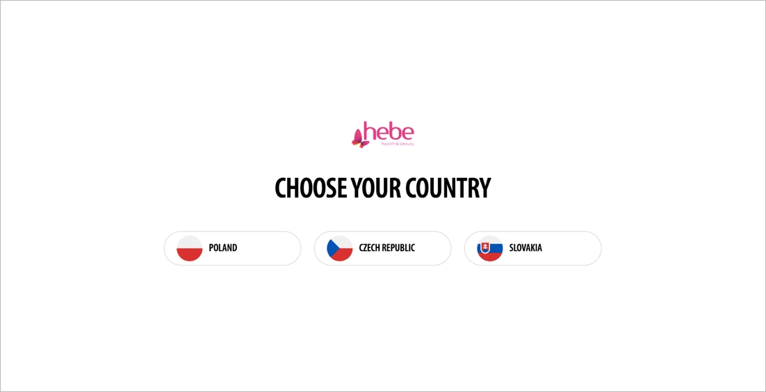 Hebe - screen that introduces site visitors to a main website