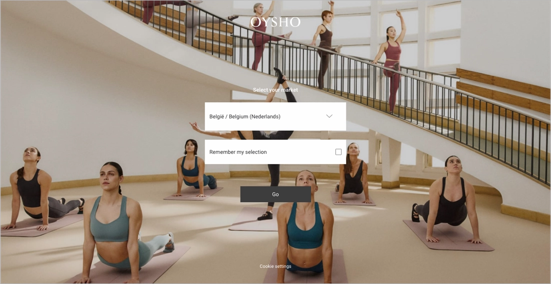 Oysho - a splash page that makes a memorable first impression