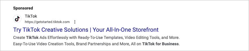 TikTok for Business pay-per-click ad