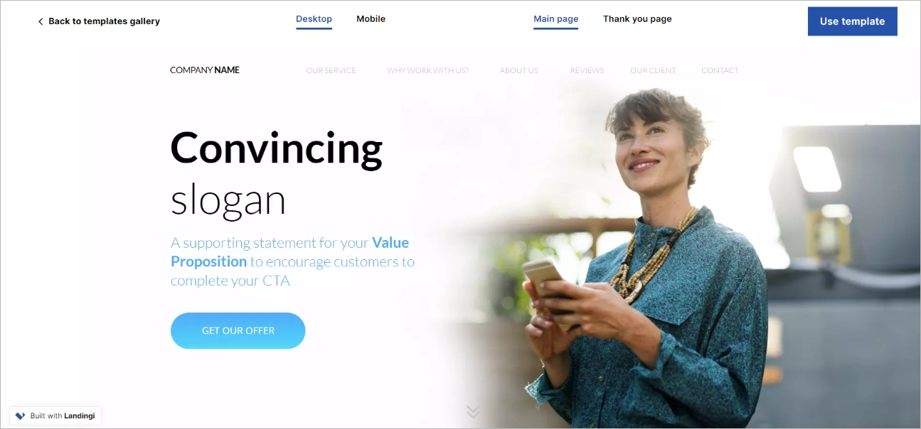 b2b landing page template