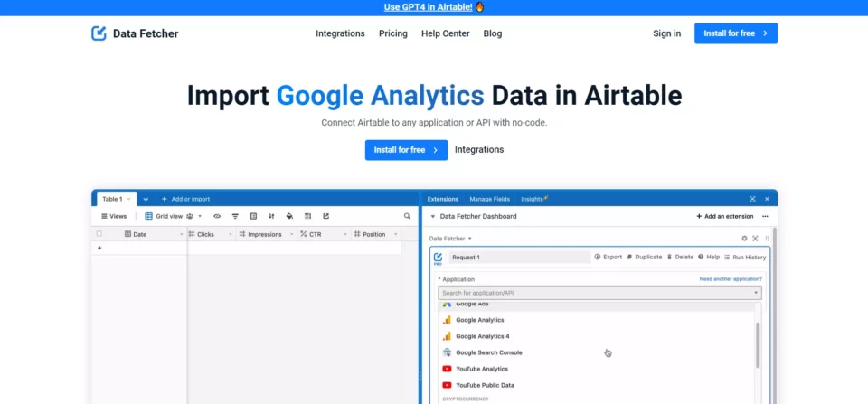 Data Fetcher landing page