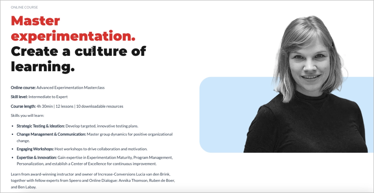 master experimentation conversion optyimization course