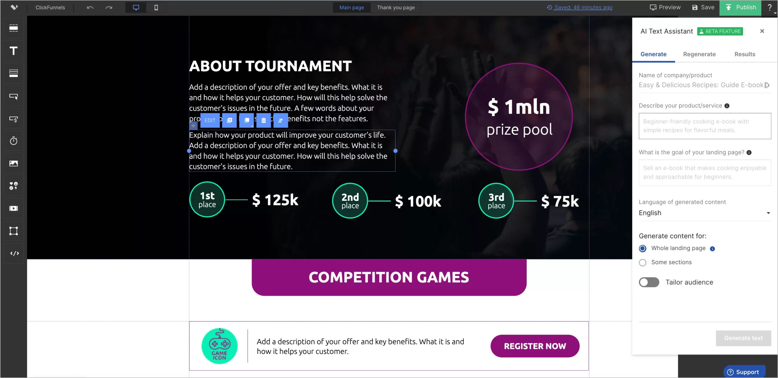 digital marketing tools based on AI in Landingi