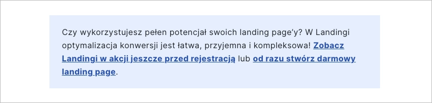 Przycisk CTA umieszczony w większości postów na blogu Landingi