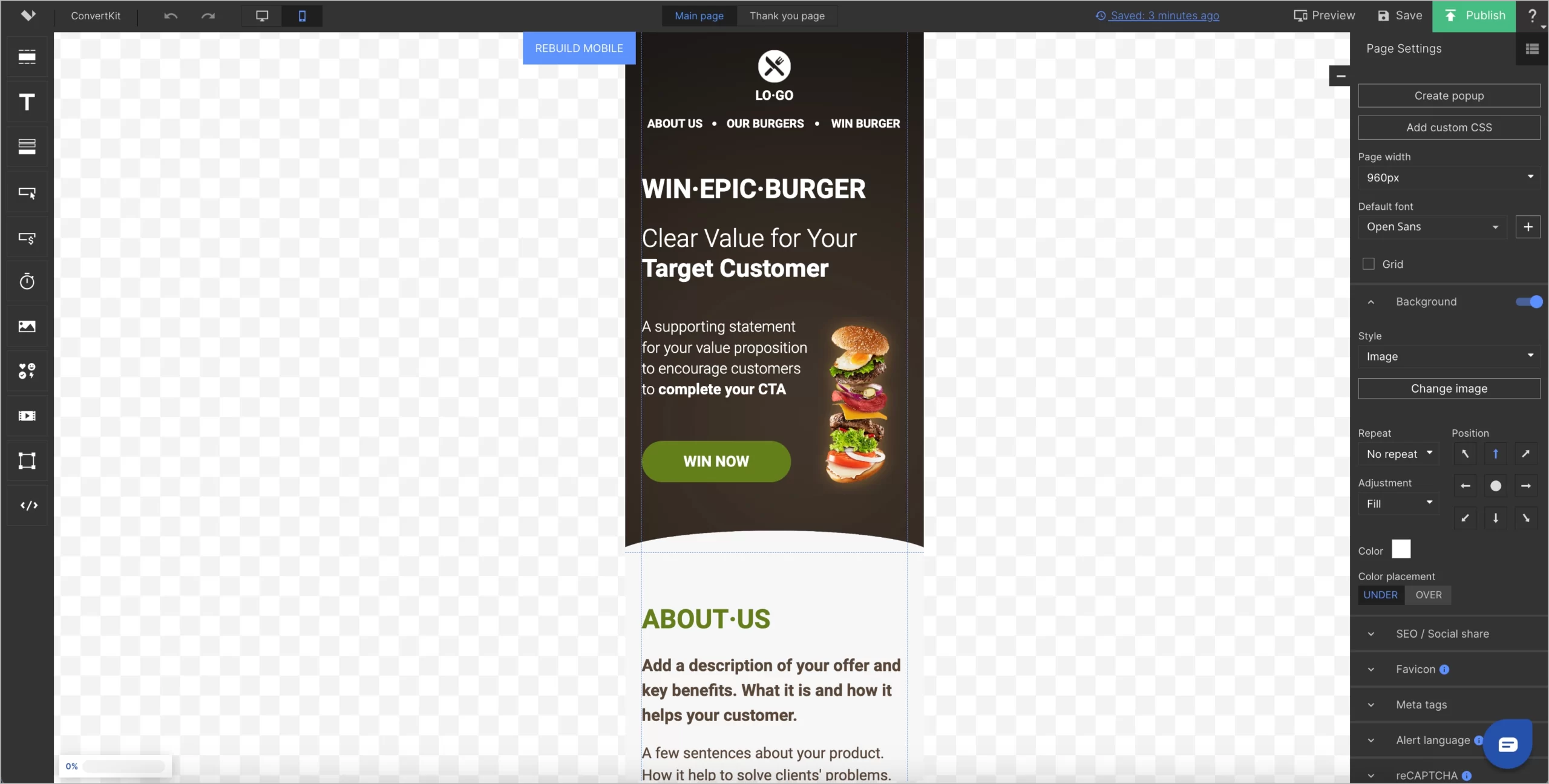 design elements edited on web mobile page