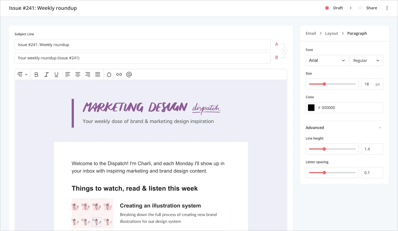 drag and drop email builder with many email templates by CovertKit