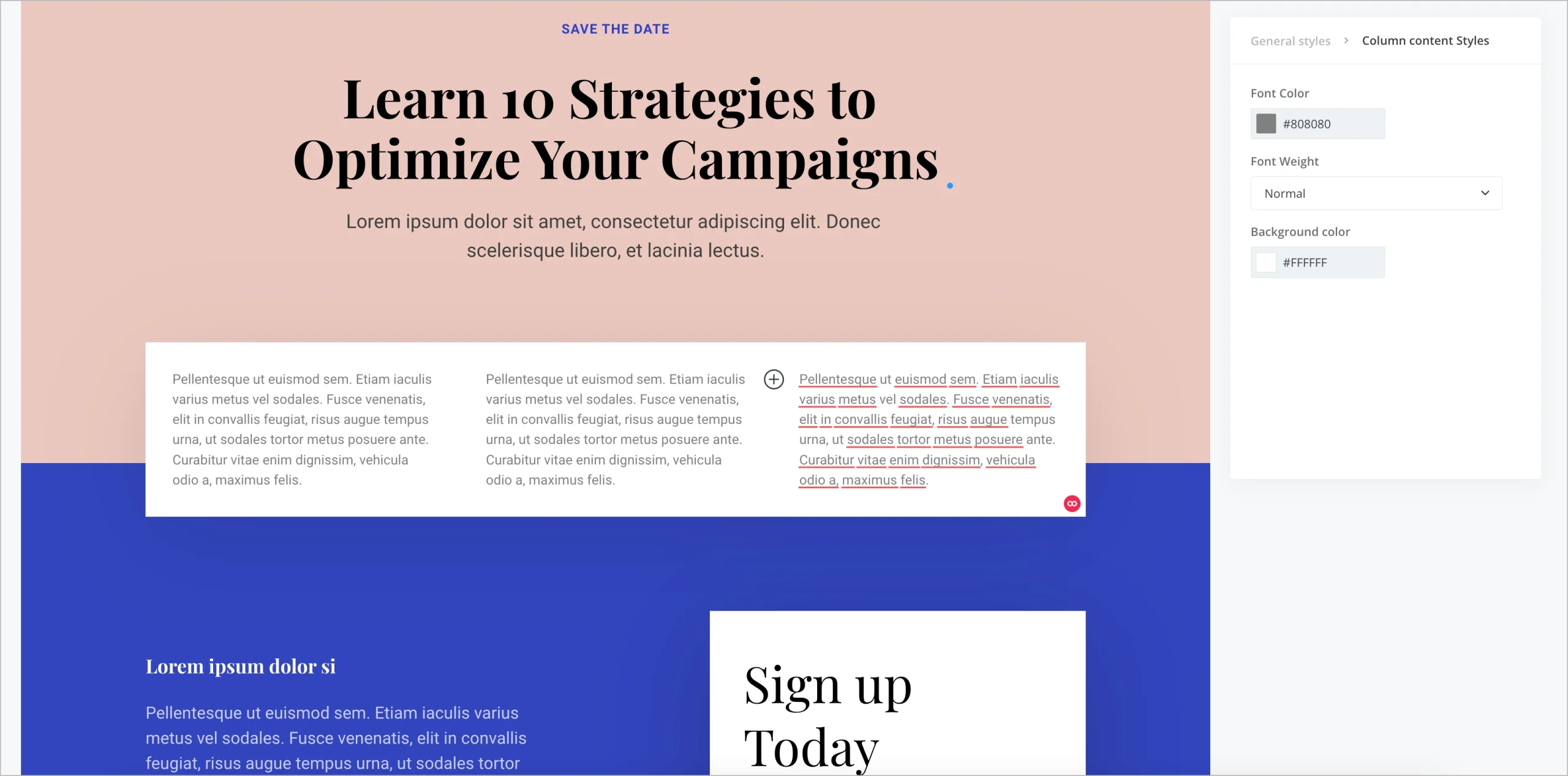 page builder with a simple and intuitive interface