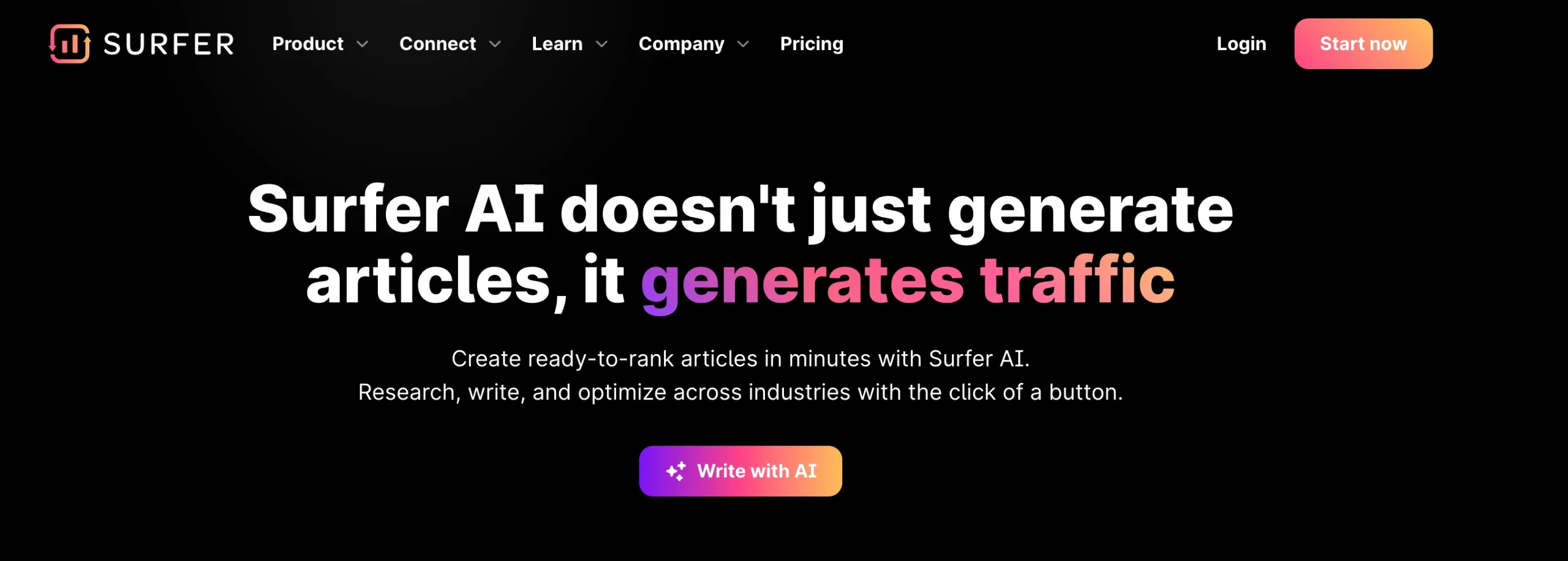 headline on the landing page with unique value proposition
